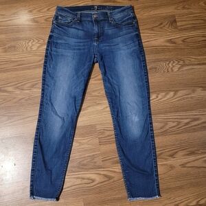 7 for All Mankind Skinny Ankle Jeans with Frayed Hem